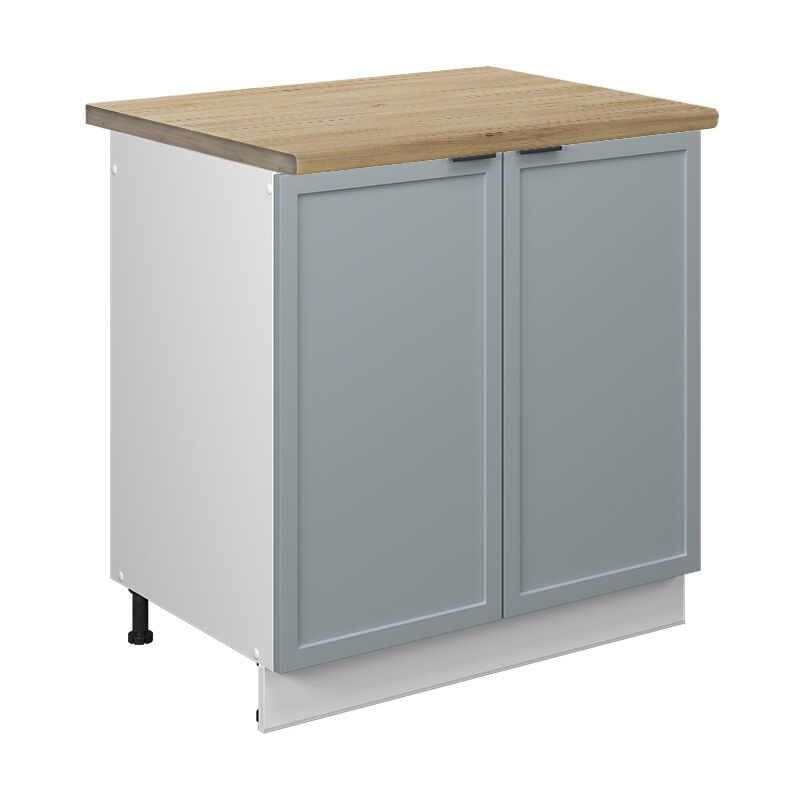 Meuble bas sous-évier Fame-Line, Bleu clair-gris, 80 cm, pt Chêne Vicco