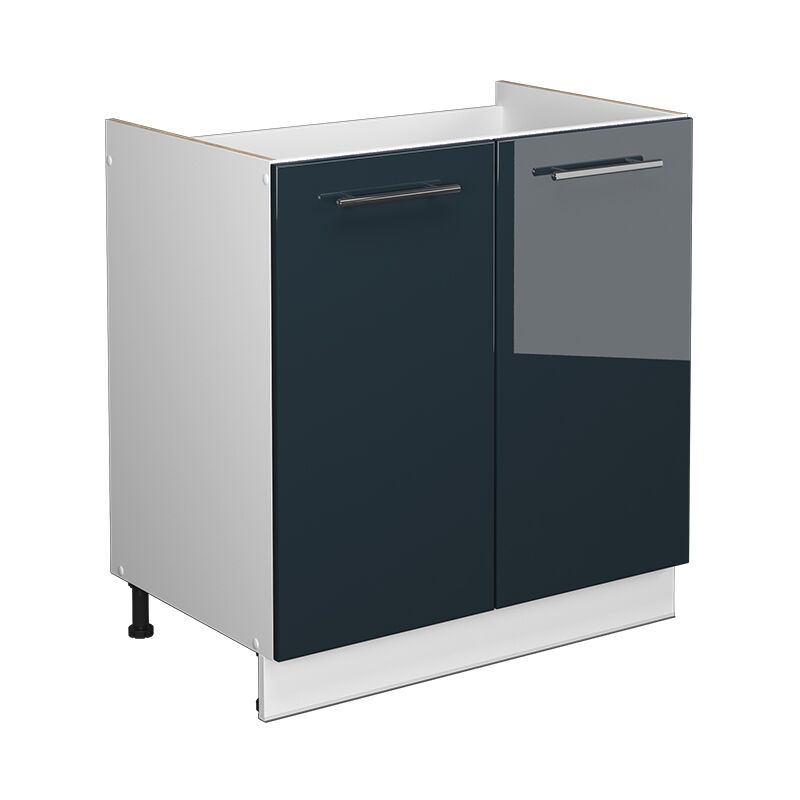 Meuble bas sous-évier Fame-Line, Bleu foncé brillant, 80 cm sans plan de travail Vicco