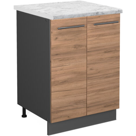 Meuble bas de cuisine Fame-Line, Chêne de force doré, 60 cm , PT Marbre, Vicco