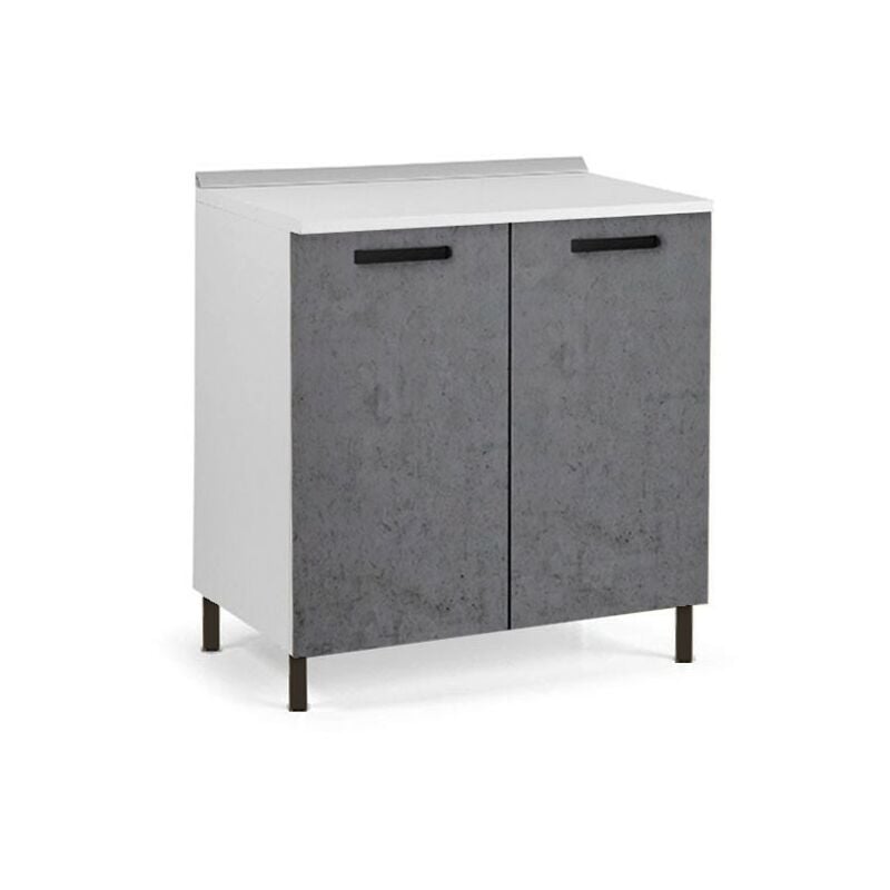 iperbriko - meuble bas de cuisine gris béton 80x50xh.82 cm