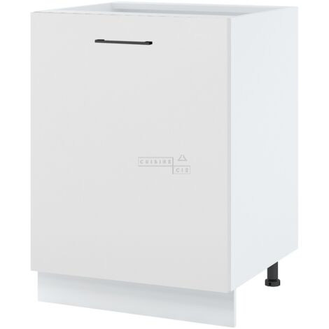 Meuble bas de cuisine Lovia Blanc Mat 1 porte L 60 cm - Porte avec poignée apparente   White