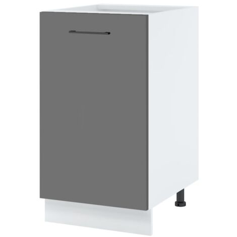Meuble bas de cuisine Lovia Gris Mat 1 porte L 45 cm - Porte avec poignée apparente Grey