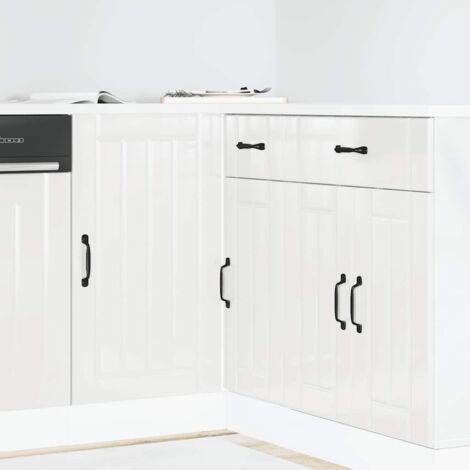 Meuble bas de cuisine Lucca-Meuble de rangement de cuisine blanc brillant bois ingénierie 597772