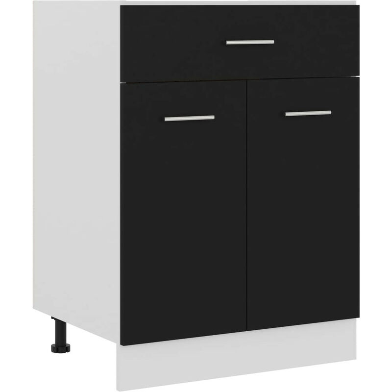 Les Tendances – Meuble bas de cuisine noir 60x46x81,5 cm – Aggloméré durable – 1 tiroir et 2 étagères – Facile à nettoyer Les Tendances – Meuble bas de cuisine noir 60x46x81,5 cm – Aggloméré durable – 1 tiroir et 2 étagères – Facile à nettoyer