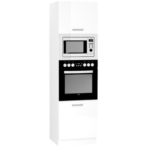 Meuble bas de cuisine pour four avec 2 portes blanc- longueur 60 x profondeur 56 x hauteur 213 cm