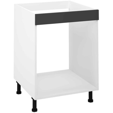Meuble bas de cuisine pour four coloris gris - Hauteur 85 x Longueur 60 x profondeur 58 cm