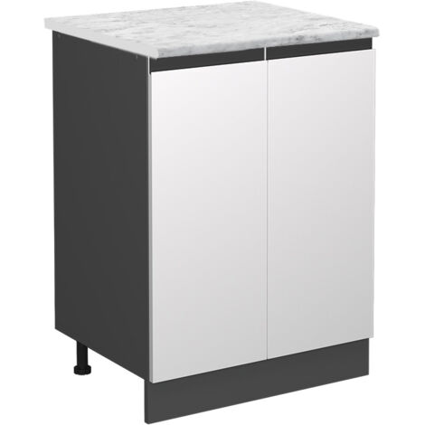 Meuble bas de cuisine R-Line, Blanc, 60 cm PT Marbre, Vicco