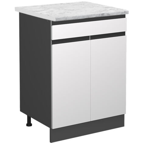 Meuble bas de cuisine R-Line, Blanc, 80 cm AP Marbre, Vicco