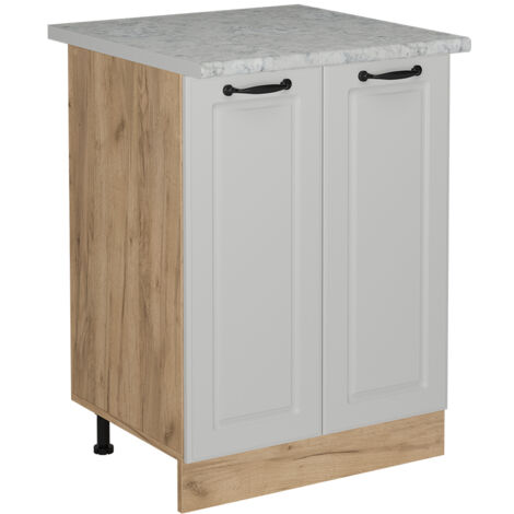 Meuble bas de cuisine R-Line, Blanc campagne, 60cm PT Marbre, Vicco