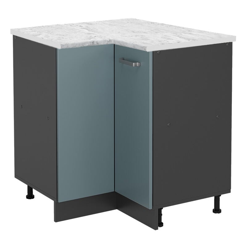 Vicco - Meuble d'angle R-Line, Bleu-gris, 75.6 cm pt Marbre