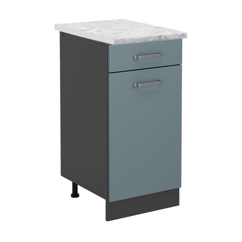 Vicco - Meuble cuisine R-Line, Bleu-gris, 40 cm pt Marbre