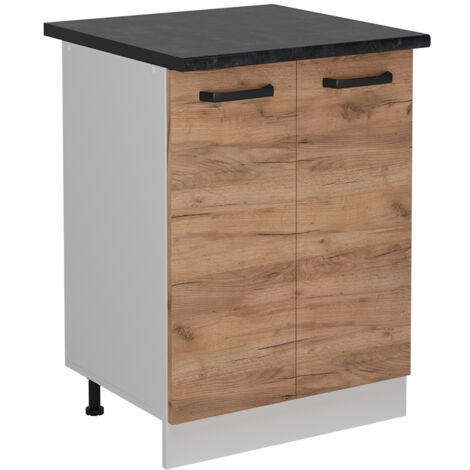 Meuble bas de cuisine R-Line, Chêne de force doré, 60cm PT Anthracite, Vicco