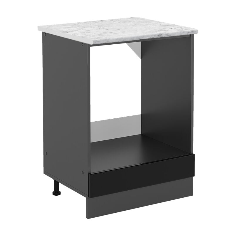 Meuble pour four R-Line, Noir Haute brillance, 60 cm pt Marbre Vicco