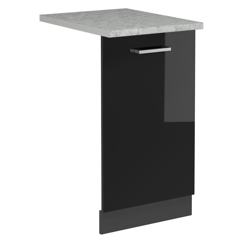Façade de lave-vaisselle R-Line, Noir Haute brillance, 45cm, pt Marbre Vicco
