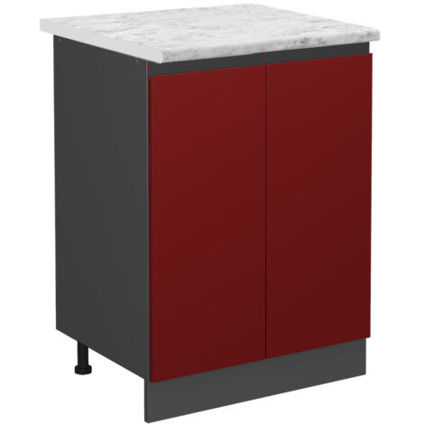 Meuble bas de cuisine R-Line, Rouge, 60 cm PT Marbre, Vicco