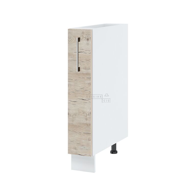 Meuble bas de cuisine - range épice L 15 cm - Noyer blanchi.