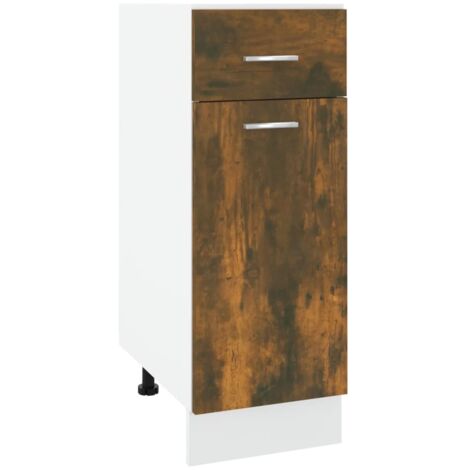 Meuble Bas de Cuisine Rangement,Armoire de plancher à tiroir Chêne fumé 30x46x81,5 cm -72877