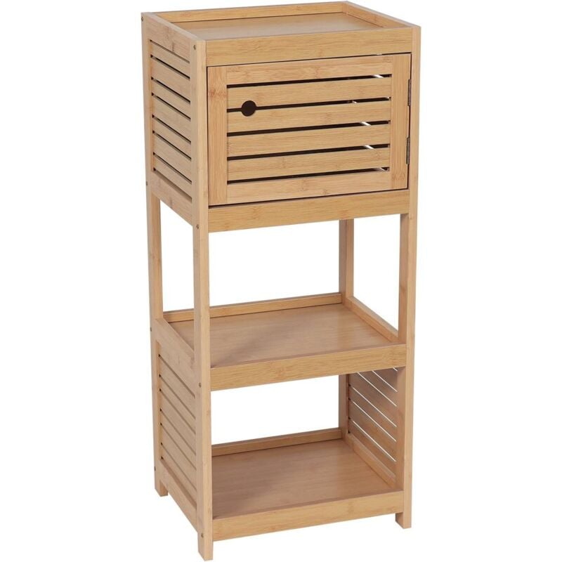 Meuble bas de rangement bambou et mdf 1 porte - trinidad - Tendance