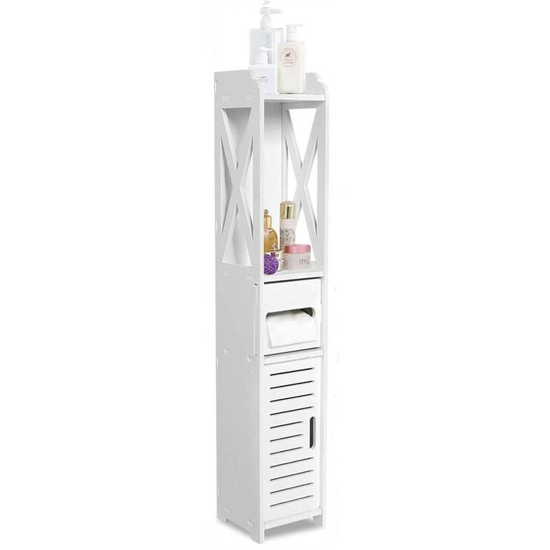 Meuble Bas de Salle de Bain Armoire de Toilette Meuble Colonne pour Salle de Bain 80x20x20cm Blanc