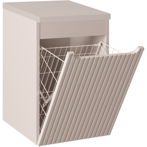 Meuble bas de salle de bain avec panier à linge et plan NOVA cachemire 40 cm