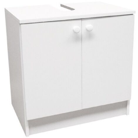 Meuble bas de salle de bain blanc 60 x 62 x 42 cm – 1 tiroir – Fixation murale – Pour espaces confinés – Nova