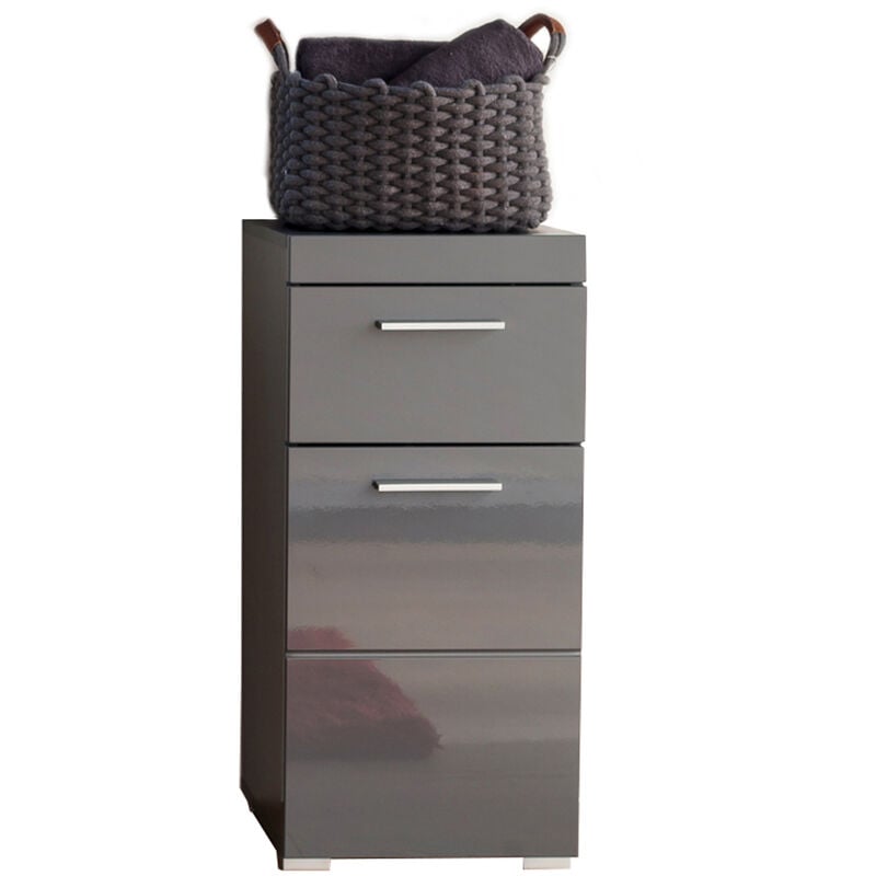 Meuble bas de salle de bain coloris gris anthracite mat, gris anthracite brillant - Longueur 37 x hauteur 79 x profondeur 31 cm Pegane