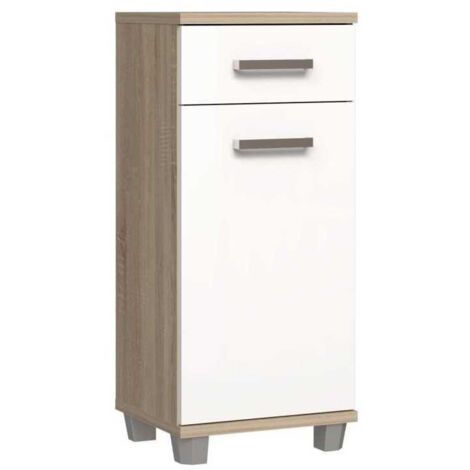 Meuble bas de salle de bain FORTE VERIS 90,8 x 34,8 x 40,2 cm Blanc / Chêne Sonoma