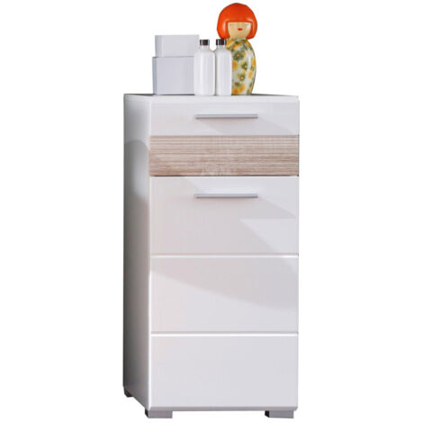 Meuble bas de salle de bain moderne Honoré Blanc/chêne clair