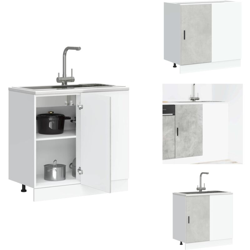 Meuble bas du lavabo gris béton bois d'ingénierie - Meuble Bas Du Lavabo - Meubles Bas Du Lavabo - Meuble Bas De Cuisine - Meuble Bas Du Lavabo Pour