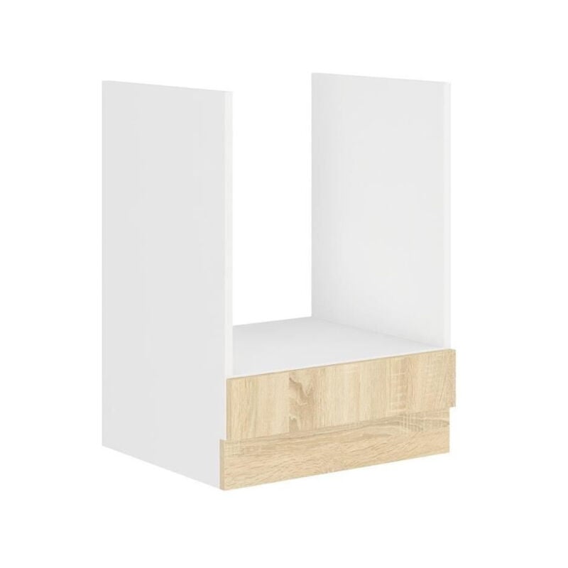 Meuble bas four - Décor chene sonoma - L60xP48xH82 cm - Plan de travail non inclus