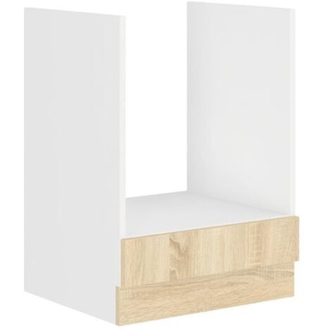 Meuble bas four - Décor chene sonoma - L60xP48xH82 cm - Plan de travail non inclus