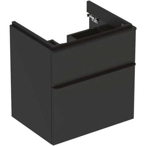 Meuble bas Geberit Smyle Square pour lavabo,avec deux tiroirs: Largeur 58.4cm, Hauteur 61.7cm, Profondeur 47cm, gris velouté / laqué mat, gris velouté / thermopoudré mat
