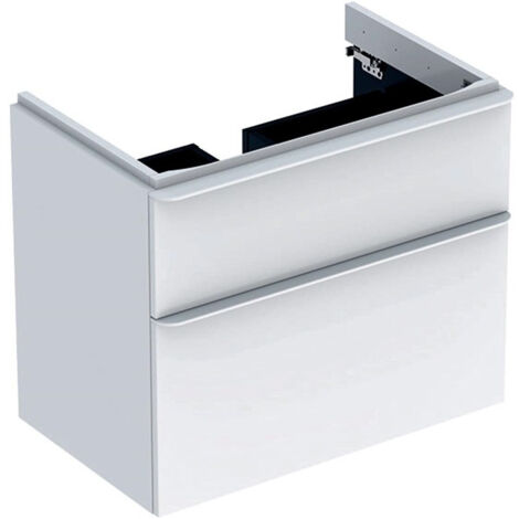 Meuble bas Geberit Smyle Square pour lavabo,avec deux tiroirs: Largeur 73.4cm, Hauteur 61.7cm, Profondeur 47cm, blanc / laqué très brillant, blanc alpin / thermopoudré mat