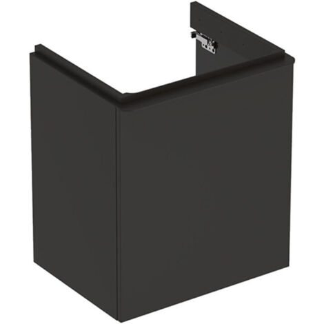 Meuble bas Geberit Smyle Square pour lavabo,avec une porte: Largeur 53.6cm, Hauteur 61.7cm, Profondeur 43.3cm, gris velouté / laqué mat, gris velouté / thermopoudré mat, Largeur de lavabo:55cm, Charni