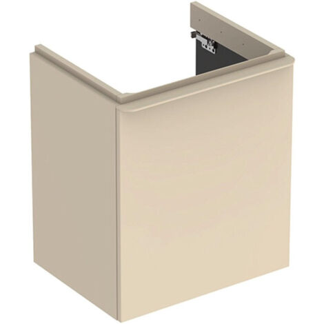 Meuble bas Geberit Smyle Square pour lavabo,avec une porte: Largeur 53.6cm, Hauteur 61.7cm, Profondeur 43.3cm, sable gris/laqué très brillant, sable gris / thermopoudré mat, Largeur de lavabo:55cm, Ch