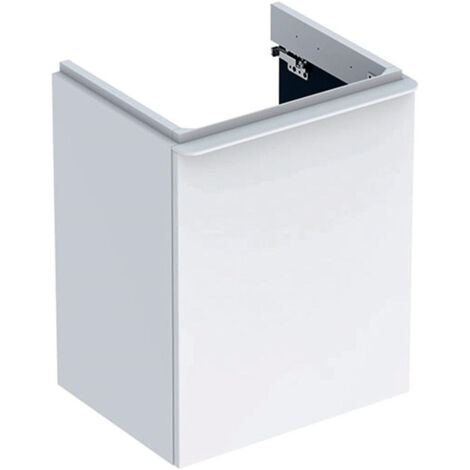 Meuble bas Geberit Smyle Square pour lave-mains,avec une porte: Largeur 49.2cm, Hauteur 61.7cm, Profondeur 40.6cm, blanc / laqué très brillant, blanc alpin / thermopoudré mat, Largeur de lavabo:50cm, 