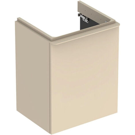 Meuble bas Geberit Smyle Square pour lave-mains,avec une porte: Largeur 49.2cm, Hauteur 61.7cm, Profondeur 40.6cm, sable gris/laqué très brillant, sable gris / thermopoudré mat, Largeur de lavabo:50cm