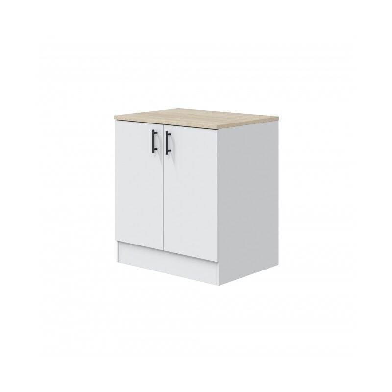 Meuble bas lavabo 80 cm avec deux portes blanc - Chiria