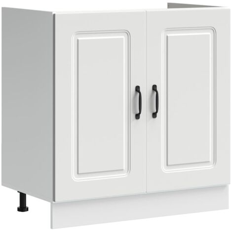 Meuble bas pour évier Kalmar blanc 80x46x81,5cm bois ingénierie