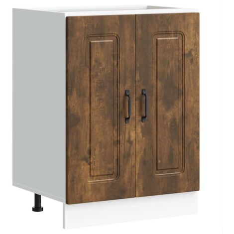 Meuble bas pour évier Kalmar chêne fumé bois d'ingénierie