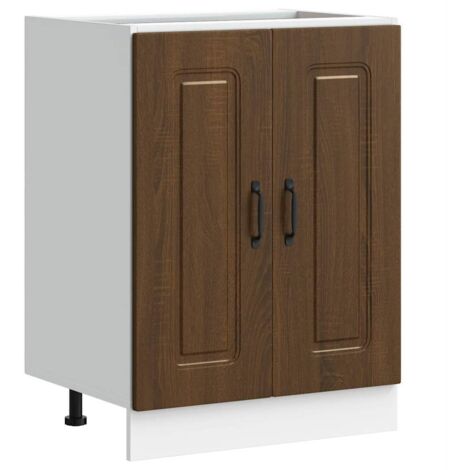 Meuble bas pour évier Kalmar chêne marron bois d'ingénierie
