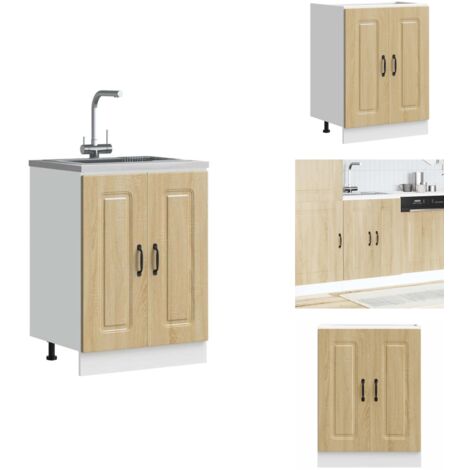Meuble bas pour évier Kalmar chêne sonoma bois d'ingénierie - Meuble Bas D'évier - Meubles Bas D'évier - Meuble Bas De Cuisine - Meuble Bas De Cuisine Pour Évier