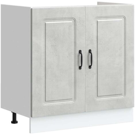 Meuble bas pour évier Kalmar gris béton bois ingénierie