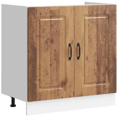 Meuble bas pour évier Kalmar noir 80x46x81,5 cm bois ingénierie CFW34497