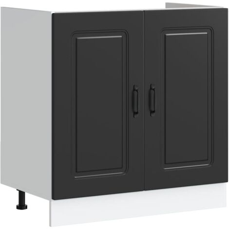 Meuble bas pour évier Kalmar noir 80x46x81,5 cm bois ingénierie CFW88866