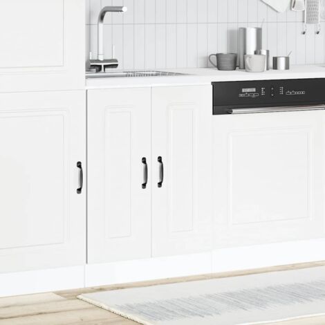 Meuble bas pour évier-Meuble sous-évier Kalmar blanc 60x46x81,5cm bois ingénierie