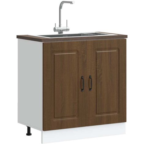Meuble bas pour évier-Meuble sous-évier Kalmar chêne artisanal bois ingénierie 935671