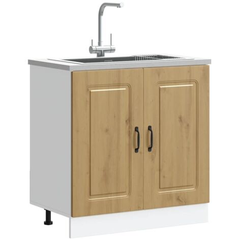 Meuble bas pour évier-Meuble sous-évier Kalmar chêne artisanal bois ingénierie 953818