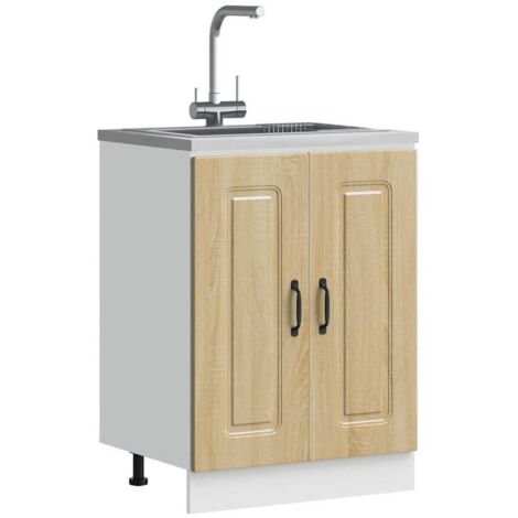 Meuble bas pour évier-Meuble sous-évier Kalmar chêne sonoma bois d'ingénierie