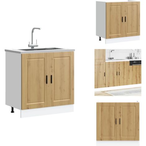 Meuble bas pour évier Porto chêne artisanal bois ingénierie - Meuble Bas D'évier - Meubles Bas D'évier - Meuble Bas De Cuisine - Meuble Bas De Cuisine Pour Évier